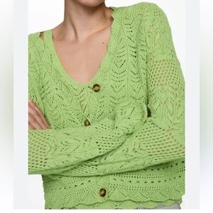 MNG crochet green tank with cardigan